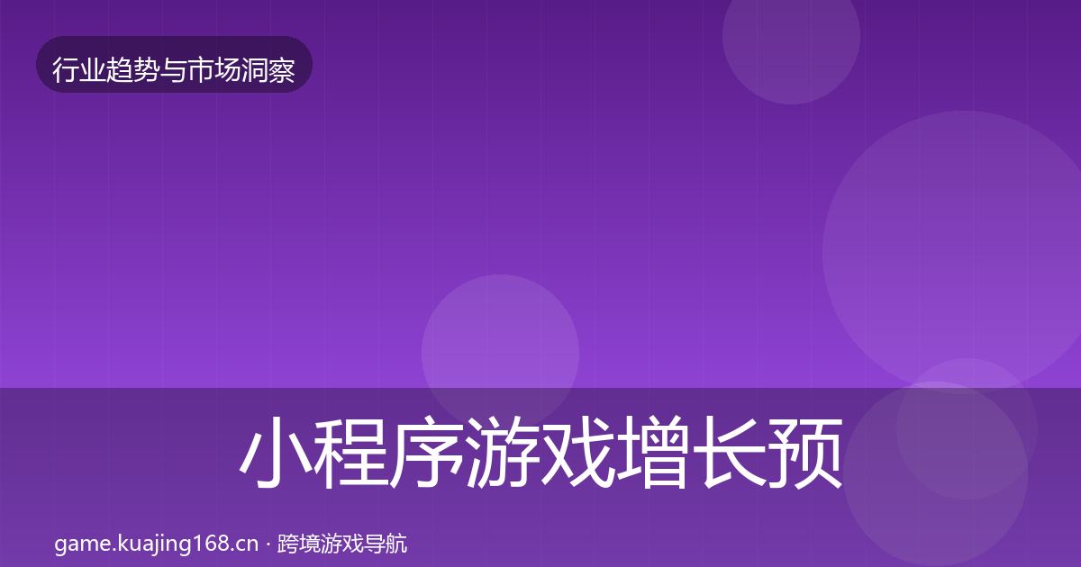 小程序游戏增长预测要点梳理·第1552篇