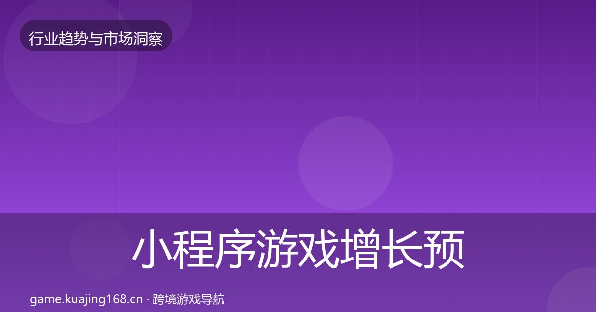 小程序游戏增长预测要点梳理·第1592篇