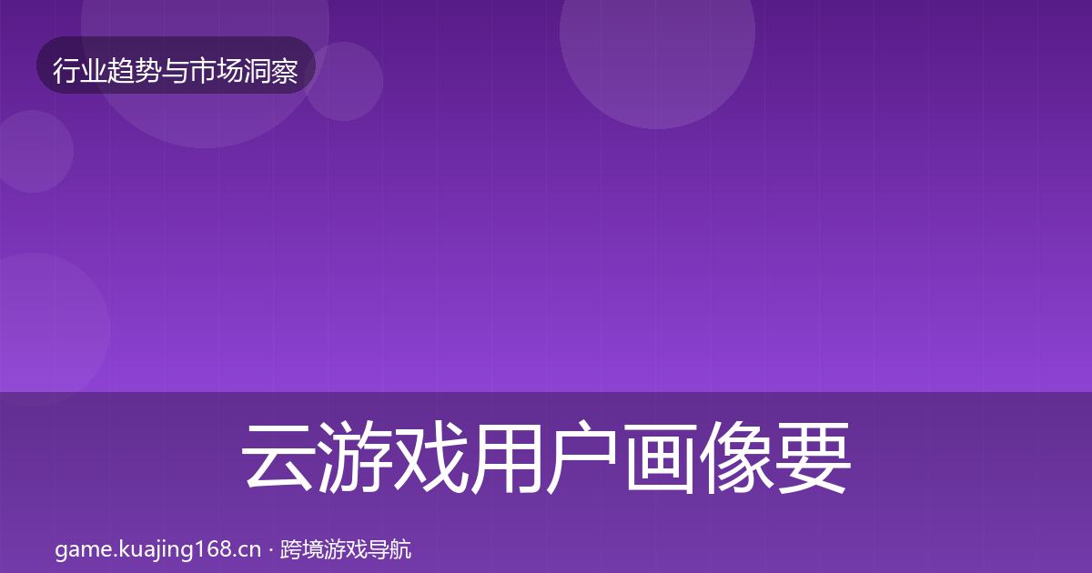 云游戏用户画像要点梳理·第1626篇