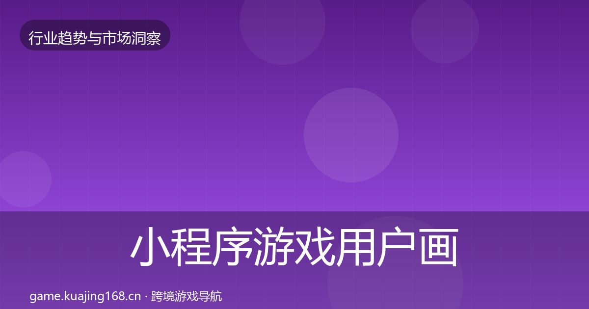小程序游戏用户画像要点梳理·第1627篇
