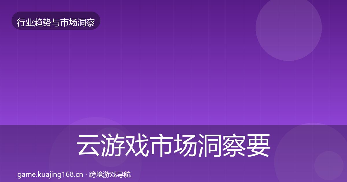 云游戏市场洞察要点梳理·第1681篇