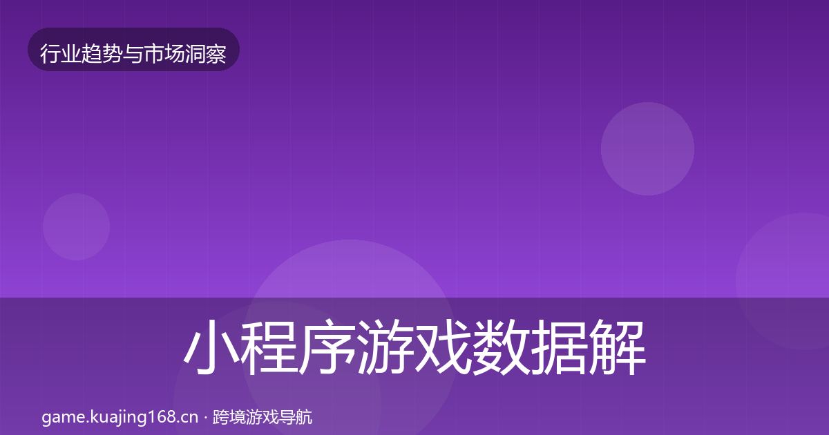 小程序游戏数据解读要点梳理·第1692篇