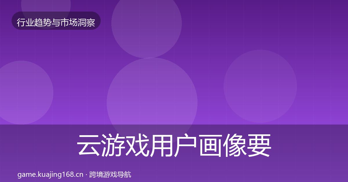 云游戏用户画像要点梳理·第1706篇