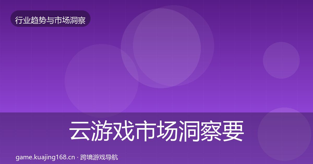 云游戏市场洞察要点梳理·第1721篇