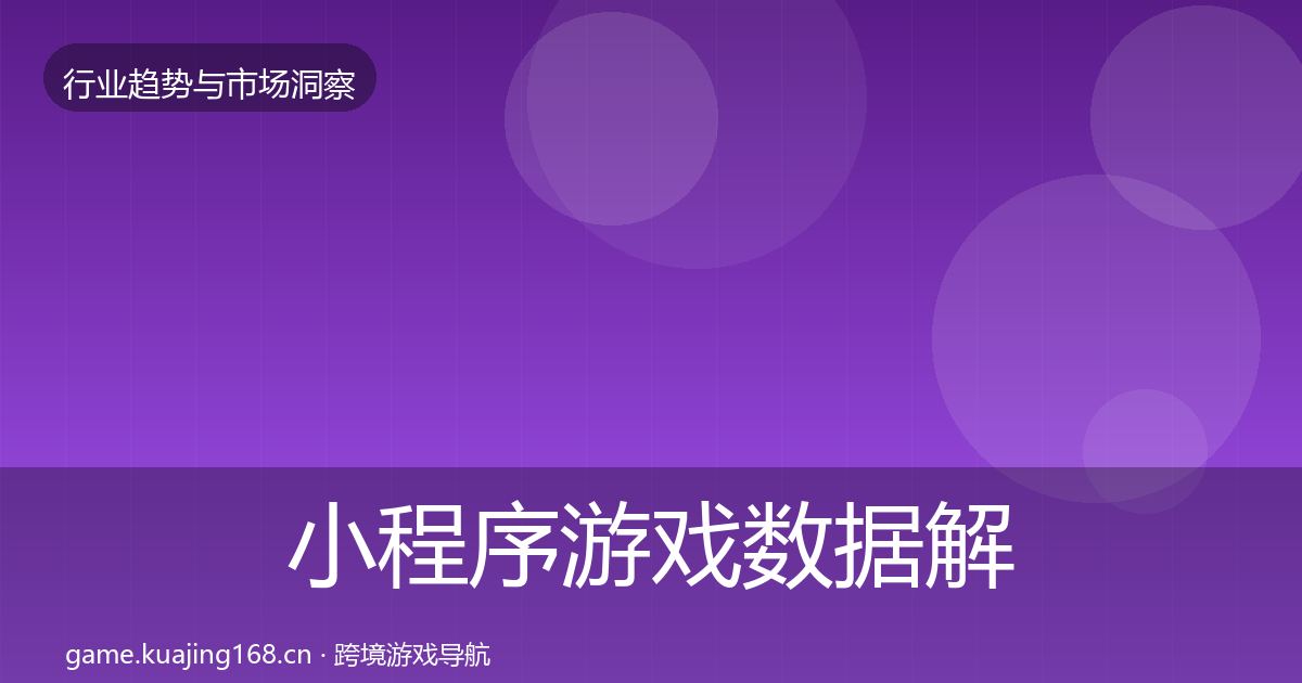 小程序游戏数据解读要点梳理·第1732篇