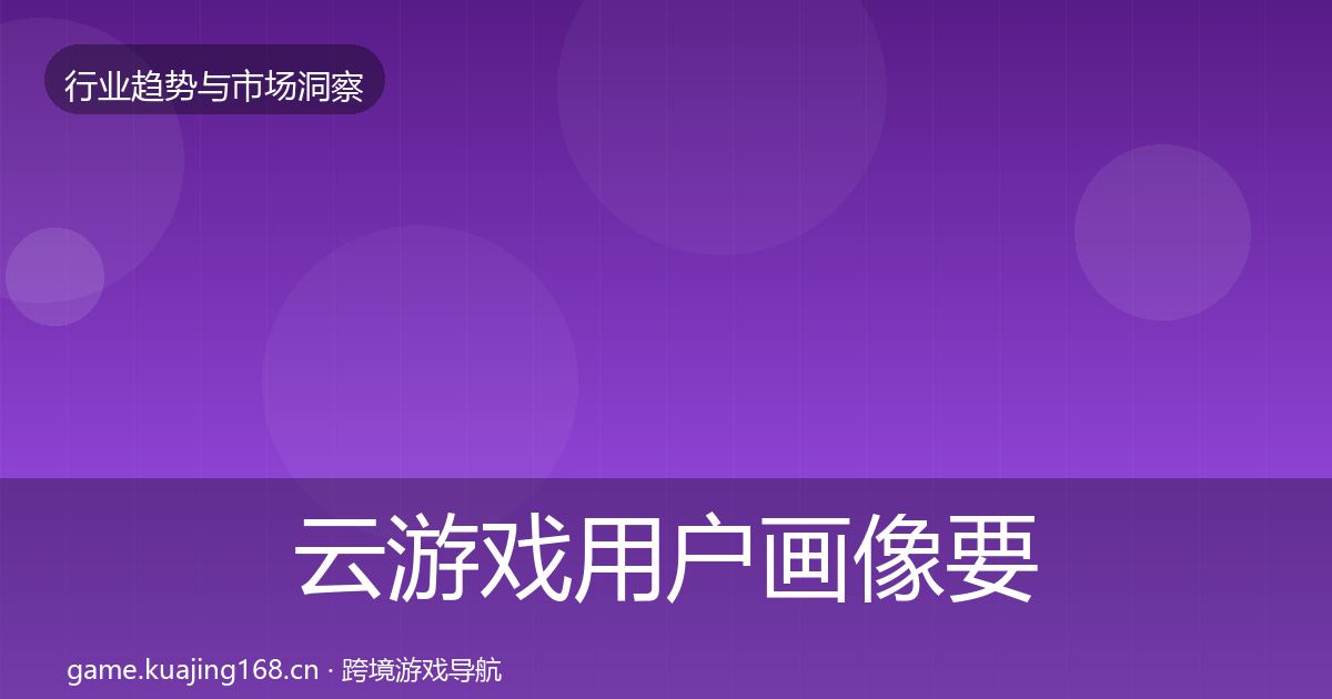 云游戏用户画像要点梳理·第1746篇