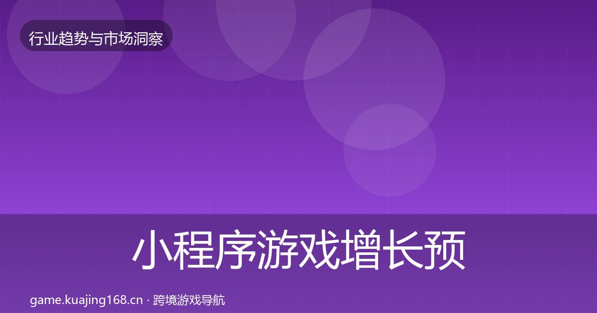 小程序游戏增长预测要点梳理·第1752篇