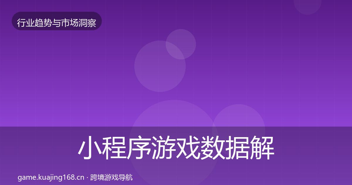小程序游戏数据解读要点梳理·第1772篇