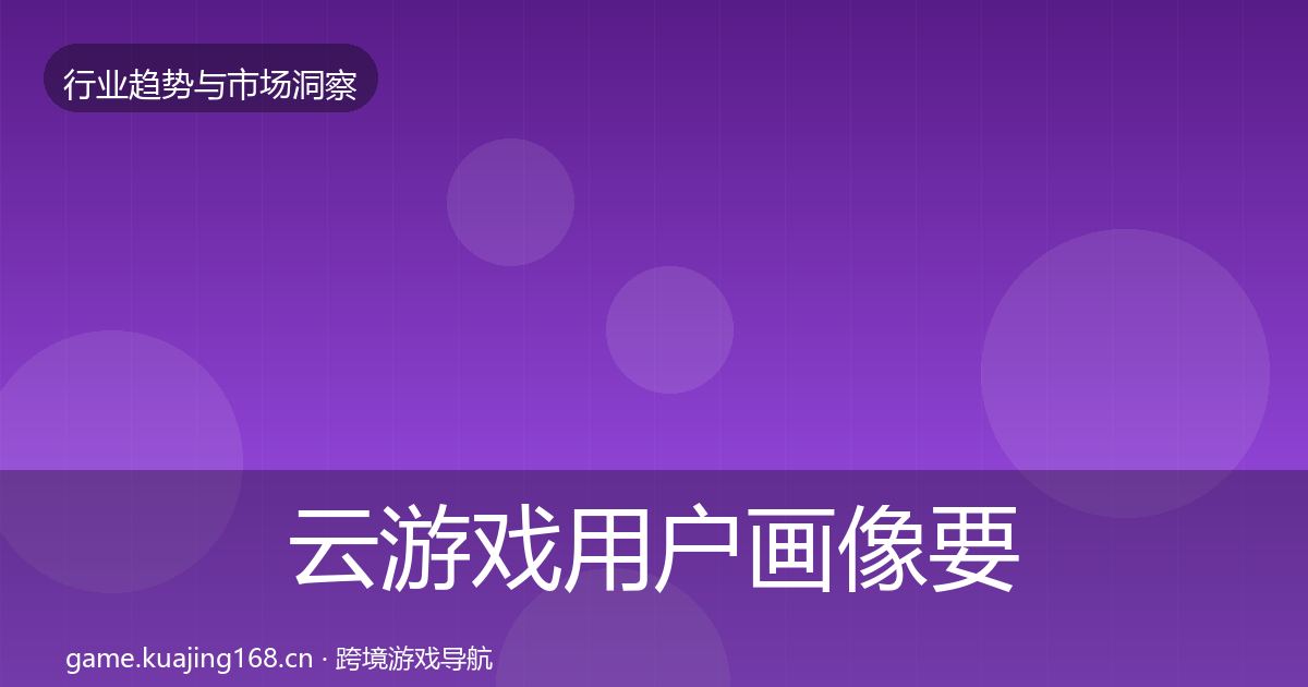 云游戏用户画像要点梳理·第1786篇