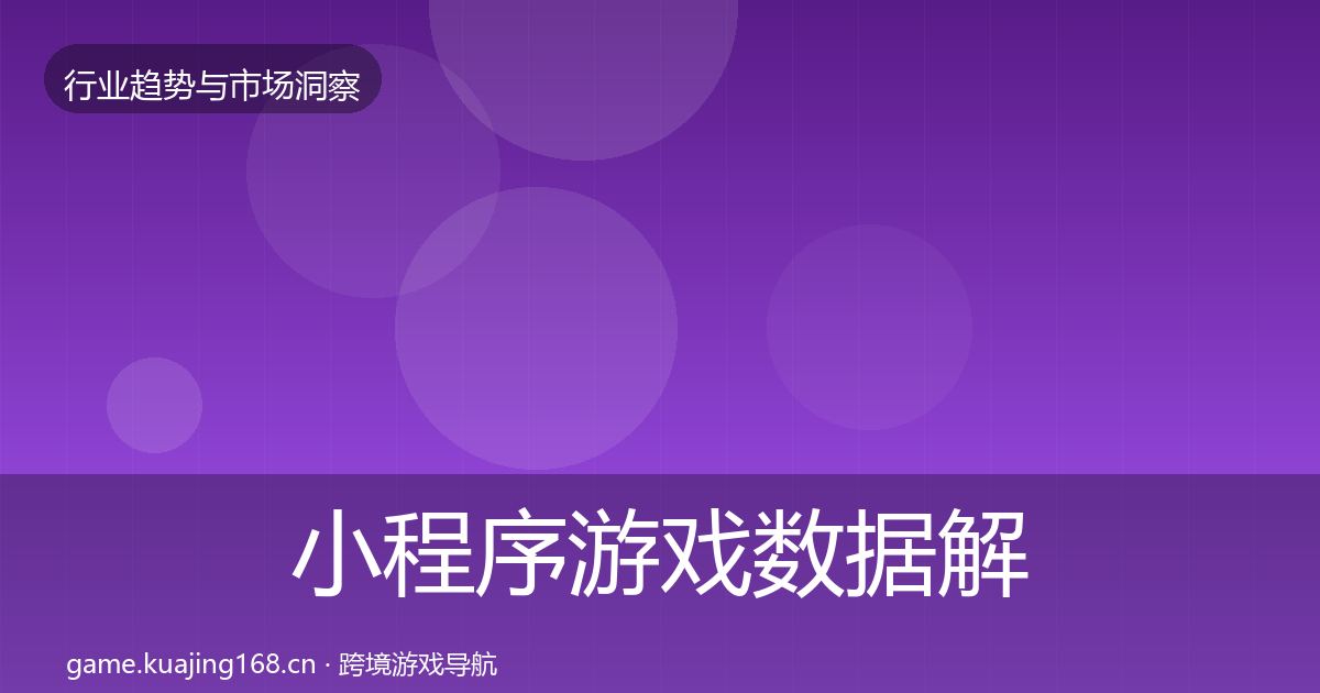 小程序游戏数据解读要点梳理·第1812篇