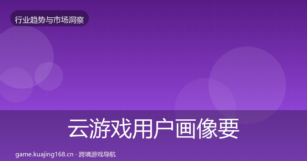 云游戏用户画像要点梳理·第1826篇
