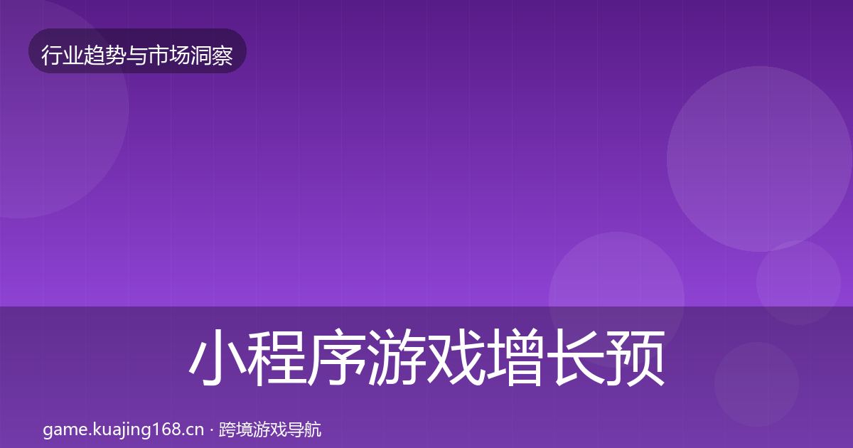 小程序游戏增长预测要点梳理·第1832篇