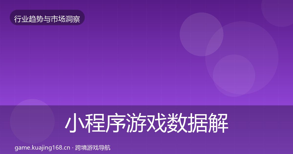 小程序游戏数据解读要点梳理·第1852篇