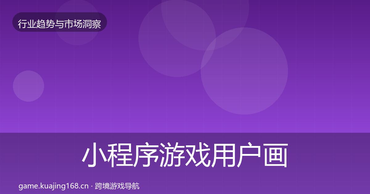 小程序游戏用户画像要点梳理·第1867篇
