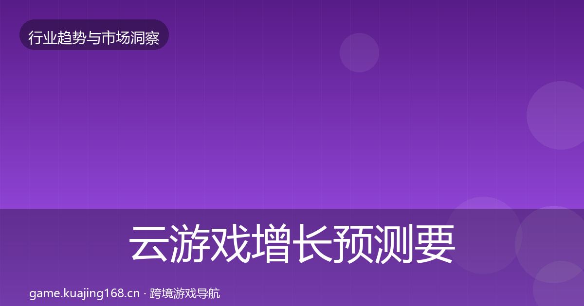 云游戏增长预测要点梳理·第1871篇