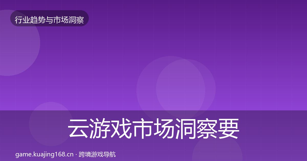 云游戏市场洞察要点梳理·第1881篇