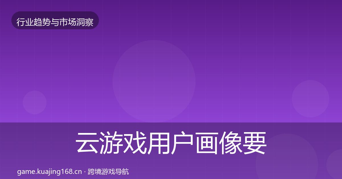 云游戏用户画像要点梳理·第1906篇