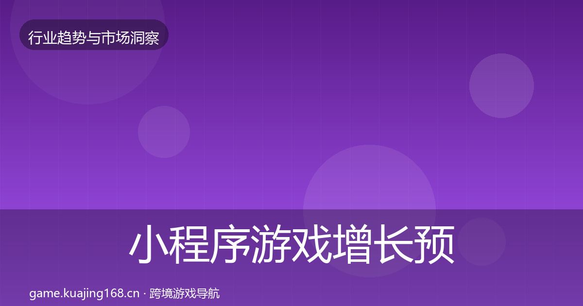 小程序游戏增长预测要点梳理·第1912篇