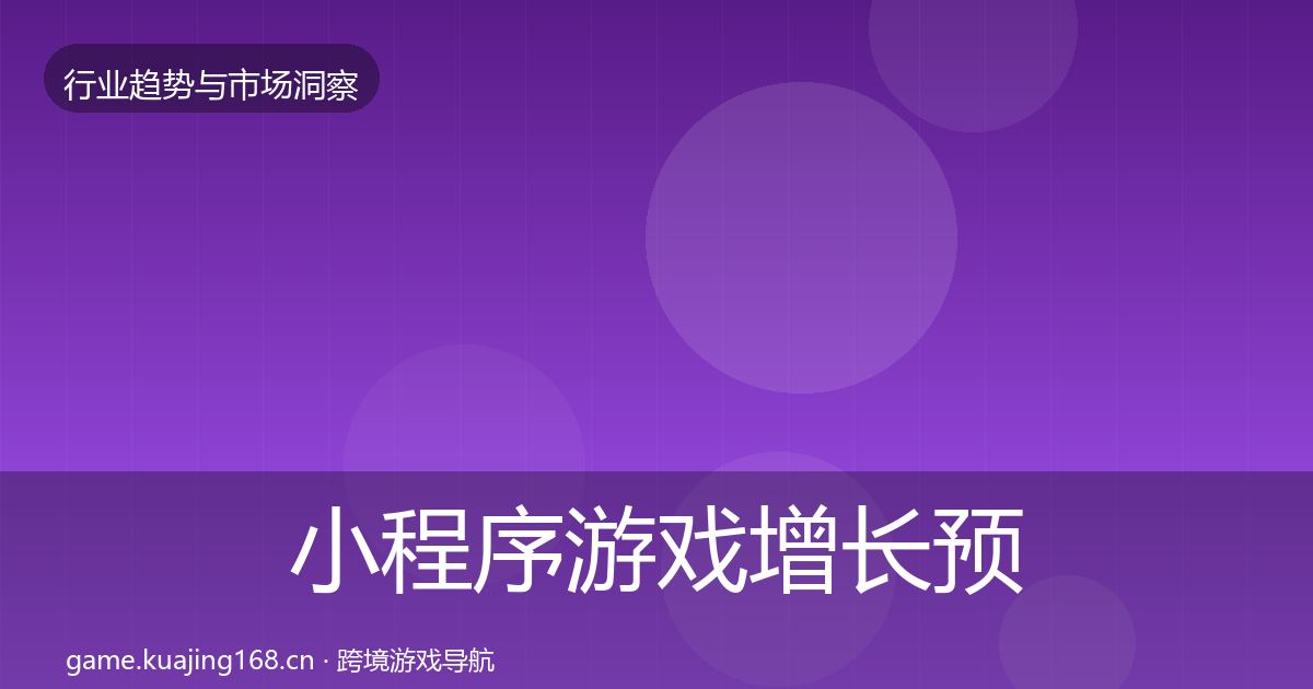 小程序游戏增长预测要点梳理·第1952篇