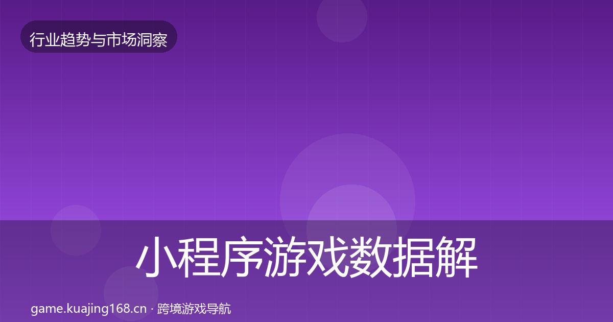 小程序游戏数据解读要点梳理·第1972篇