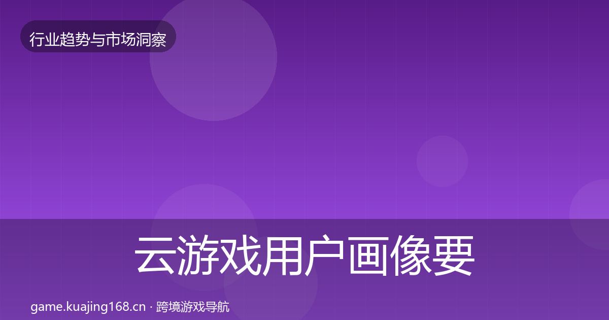 云游戏用户画像要点梳理·第1986篇