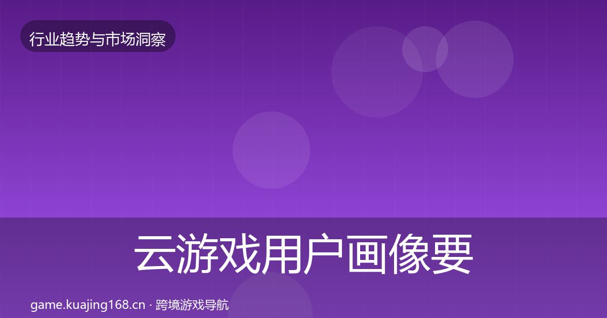 云游戏用户画像要点梳理·第2026篇