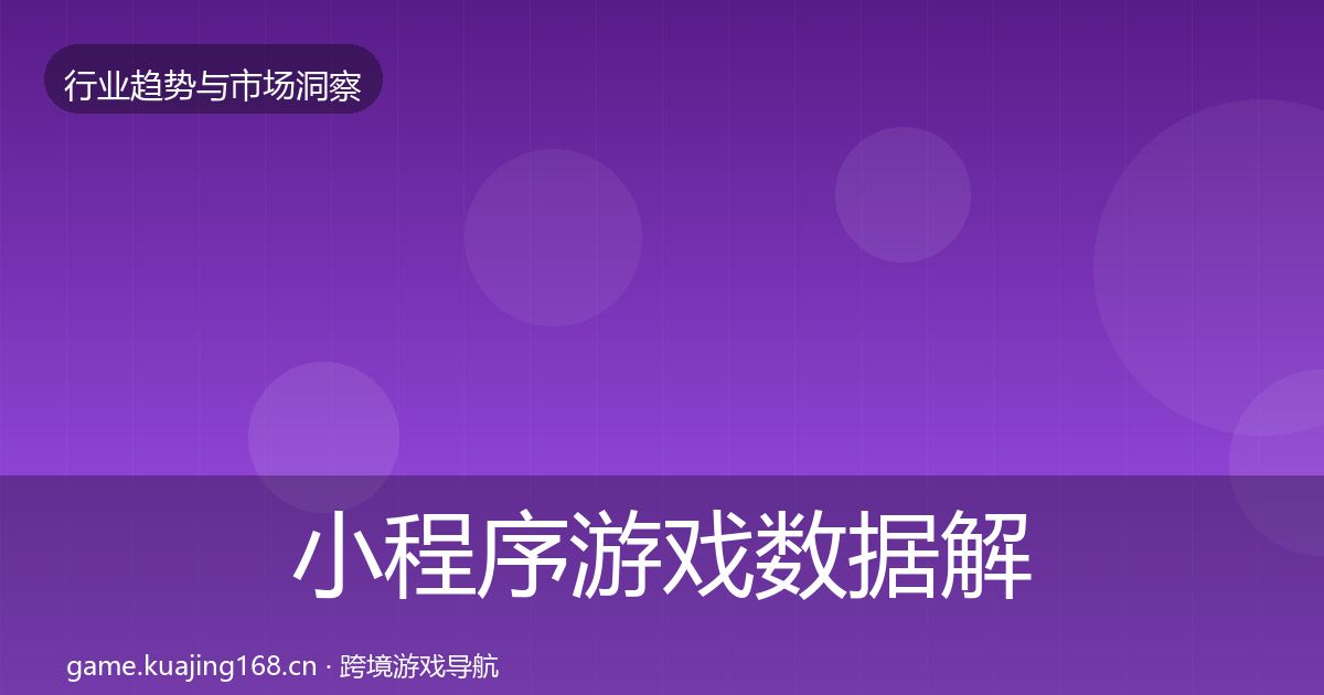 小程序游戏数据解读要点梳理·第2052篇