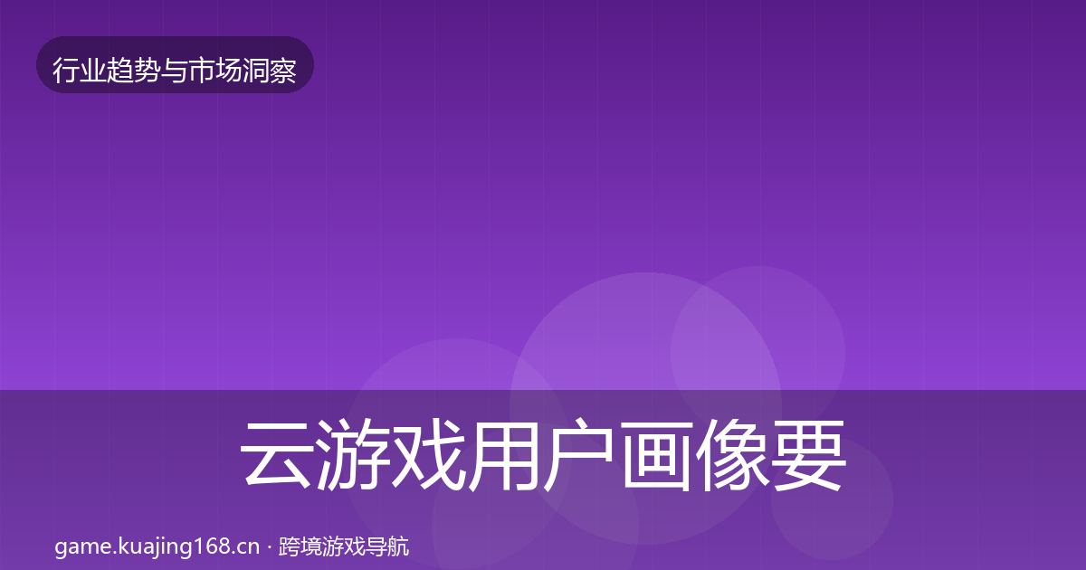 云游戏用户画像要点梳理·第2066篇
