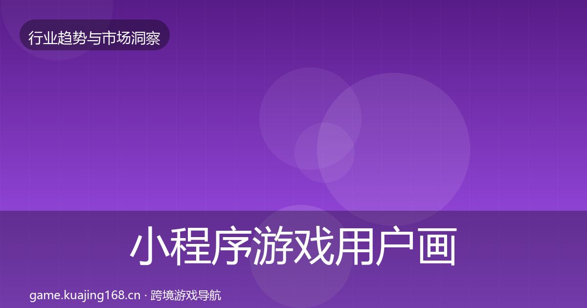 小程序游戏用户画像要点梳理·第2067篇
