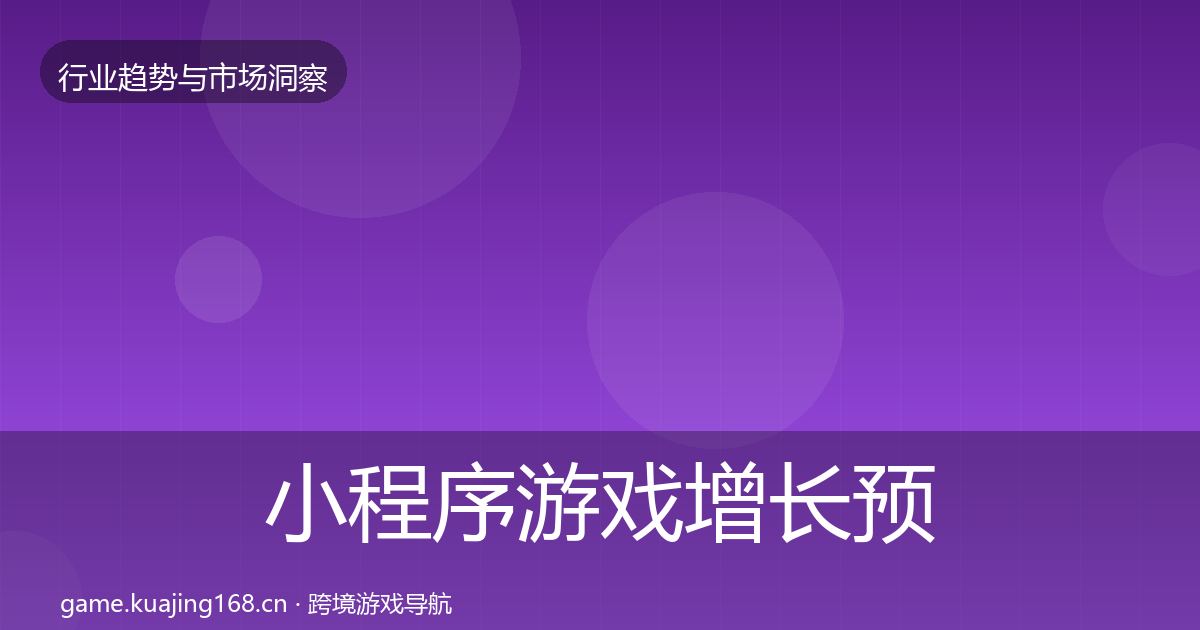 小程序游戏增长预测要点梳理·第2072篇