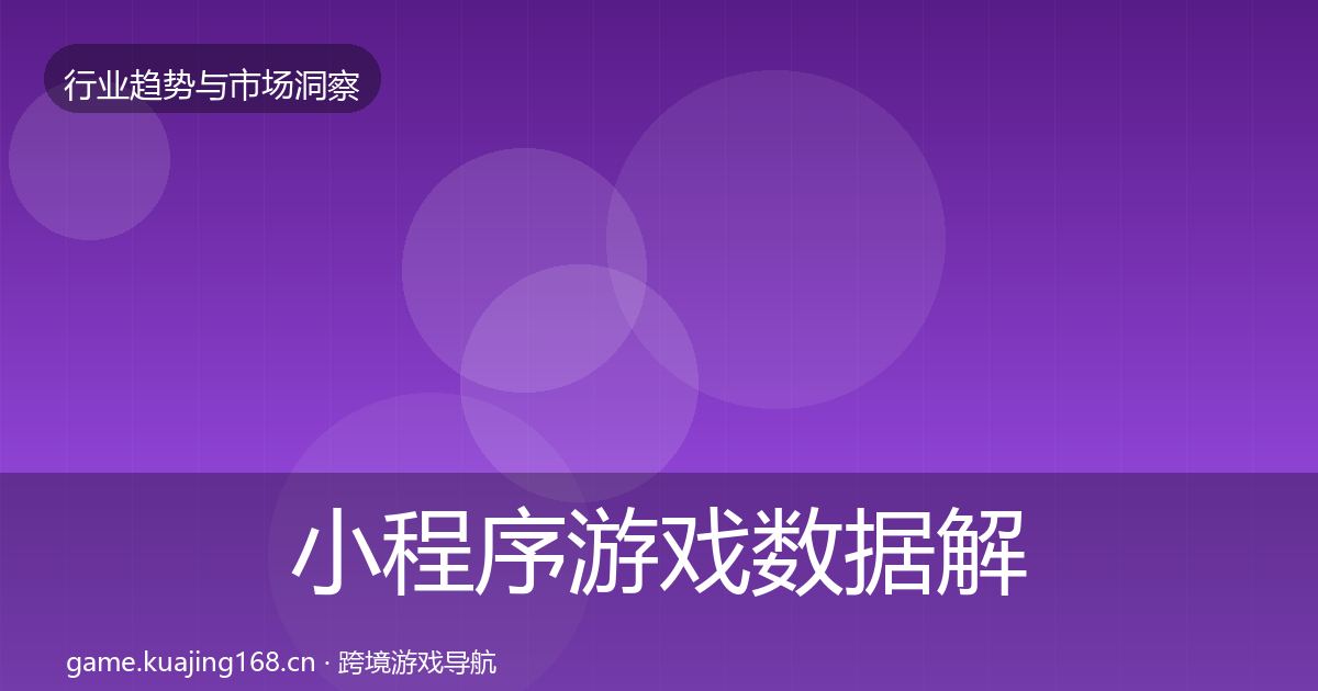 小程序游戏数据解读要点梳理·第2172篇