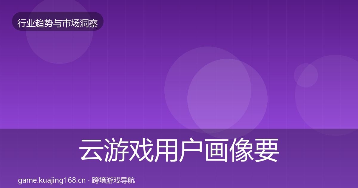 云游戏用户画像要点梳理·第2186篇