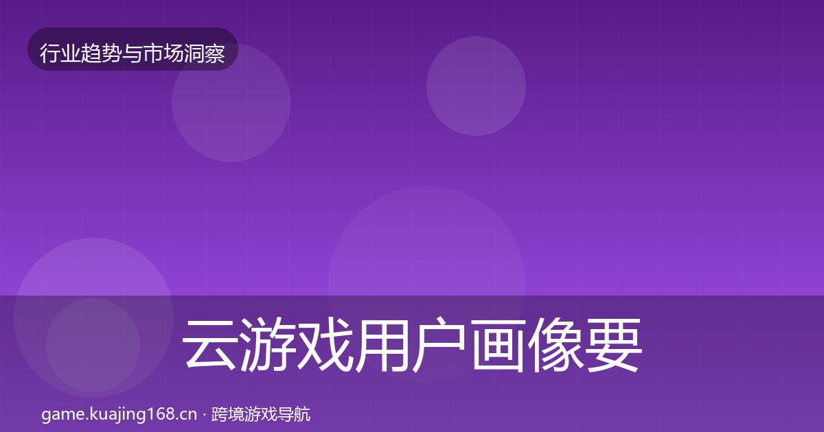 云游戏用户画像要点梳理·第2226篇