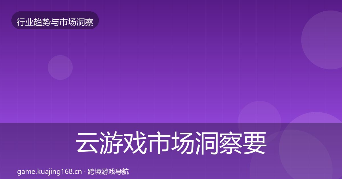 云游戏市场洞察要点梳理·第2281篇