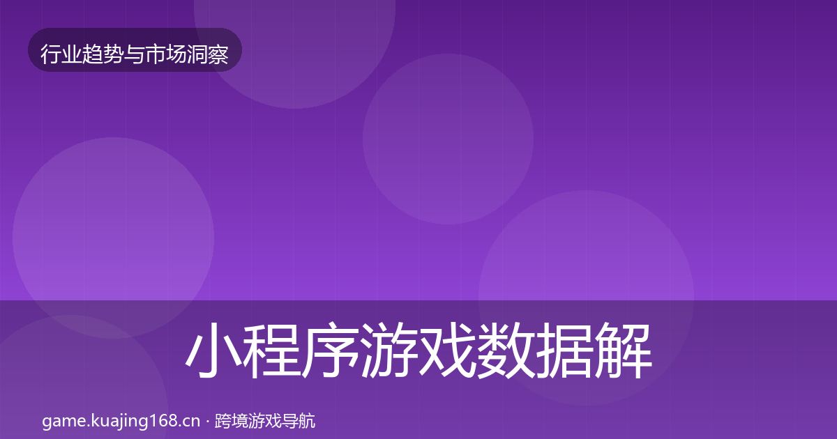 小程序游戏数据解读要点梳理·第2332篇