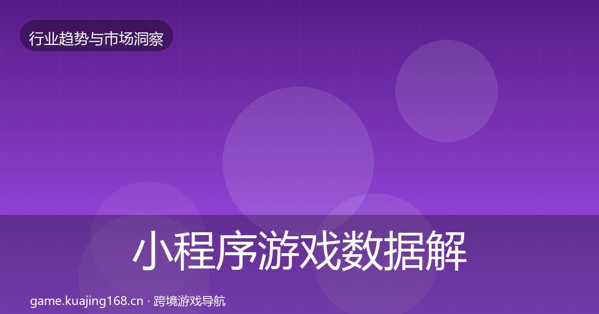 小程序游戏数据解读要点梳理·第2372篇