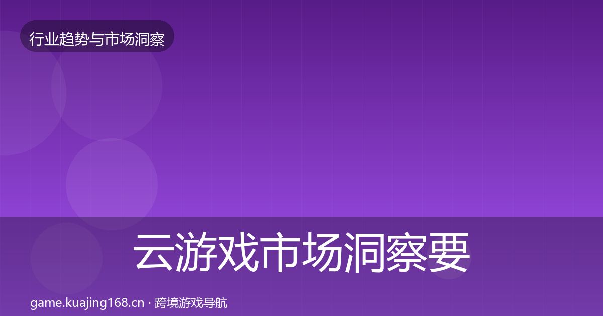 云游戏市场洞察要点梳理·第2401篇