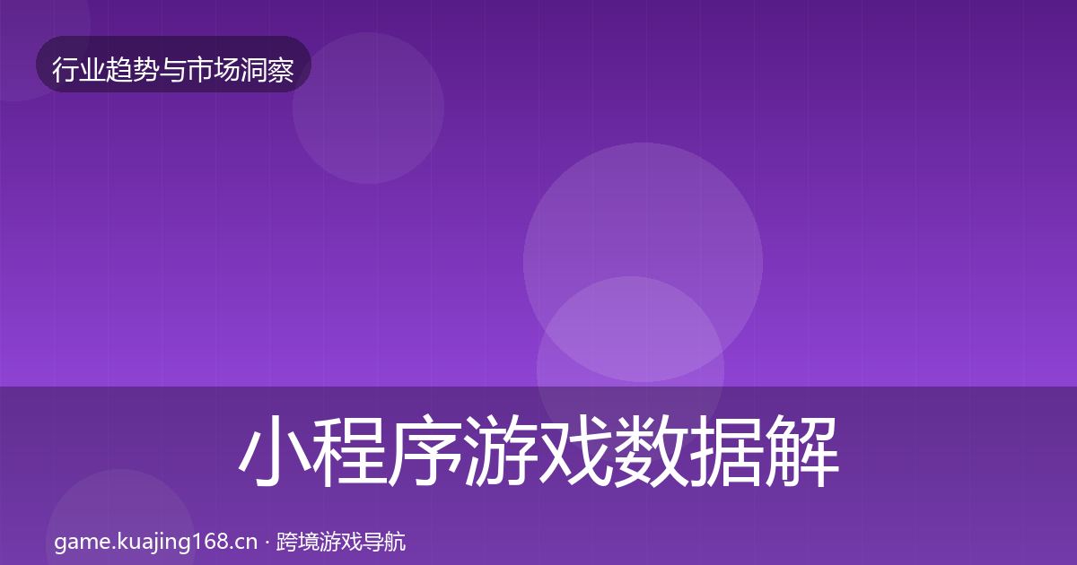 小程序游戏数据解读要点梳理·第2412篇