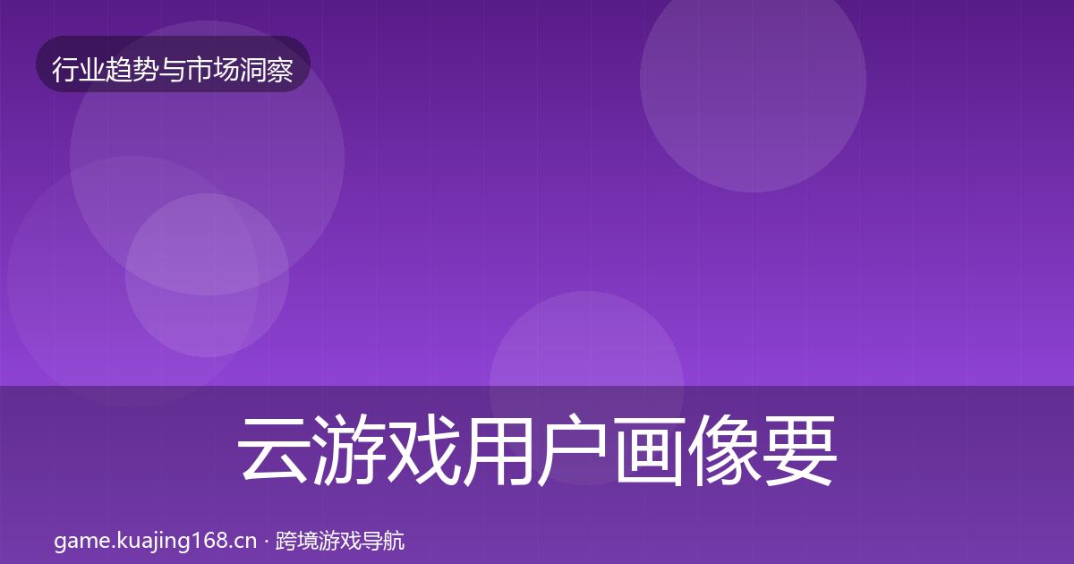 云游戏用户画像要点梳理·第2426篇