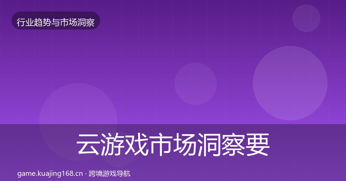 云游戏市场洞察要点梳理·第2441篇