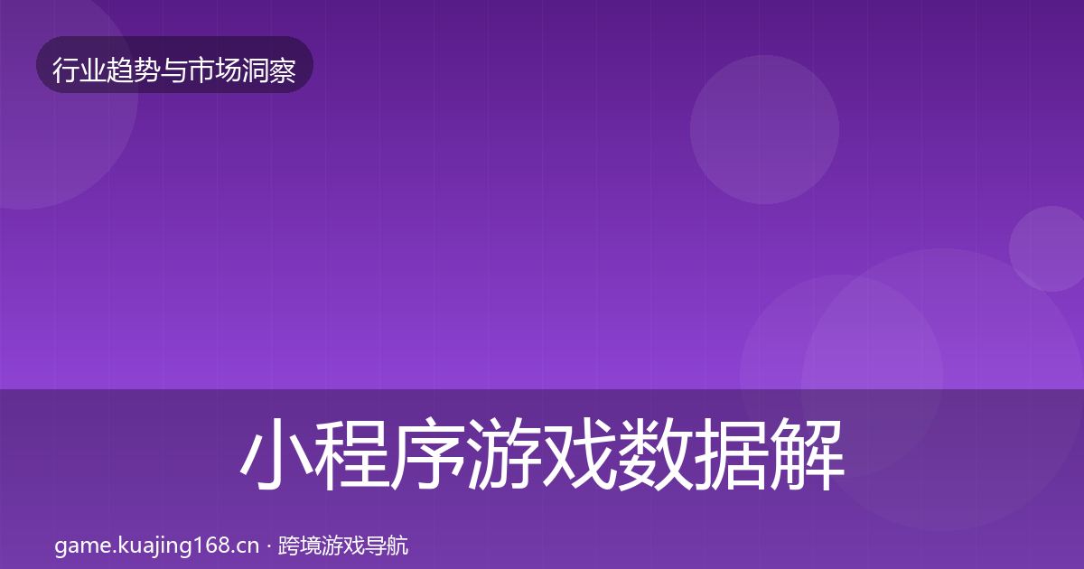 小程序游戏数据解读要点梳理·第2492篇