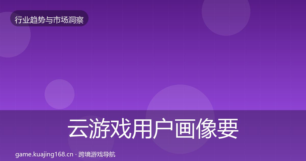 云游戏用户画像要点梳理·第2506篇