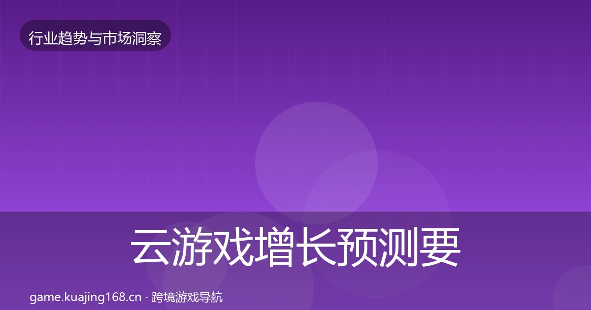 云游戏增长预测要点梳理·第2551篇