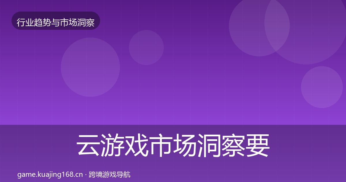 云游戏市场洞察要点梳理·第2561篇