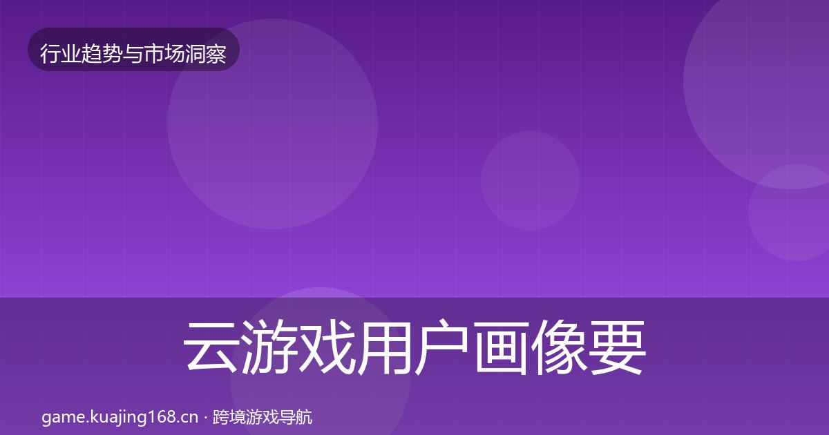 云游戏用户画像要点梳理·第2626篇