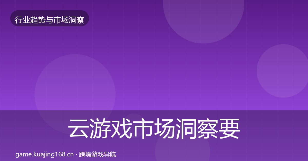 云游戏市场洞察要点梳理·第2641篇