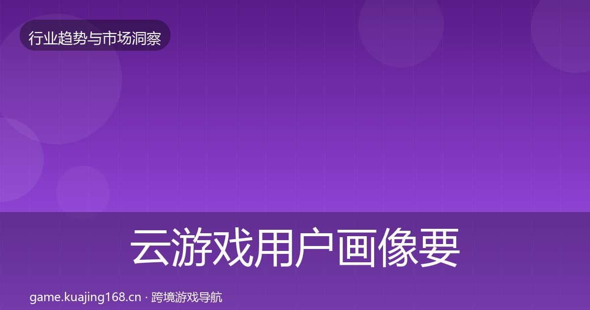 云游戏用户画像要点梳理·第2666篇