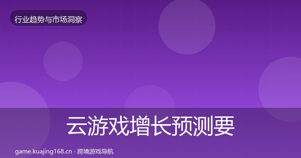 云游戏增长预测要点梳理