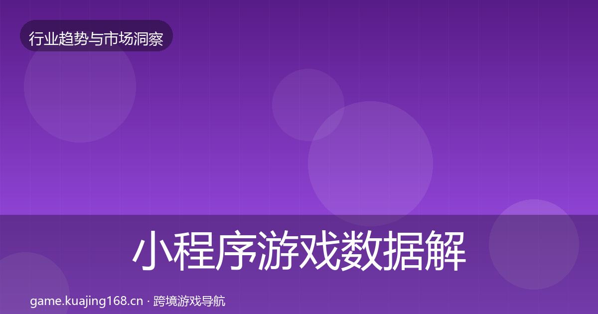 小程序游戏数据解读要点梳理·第2692篇