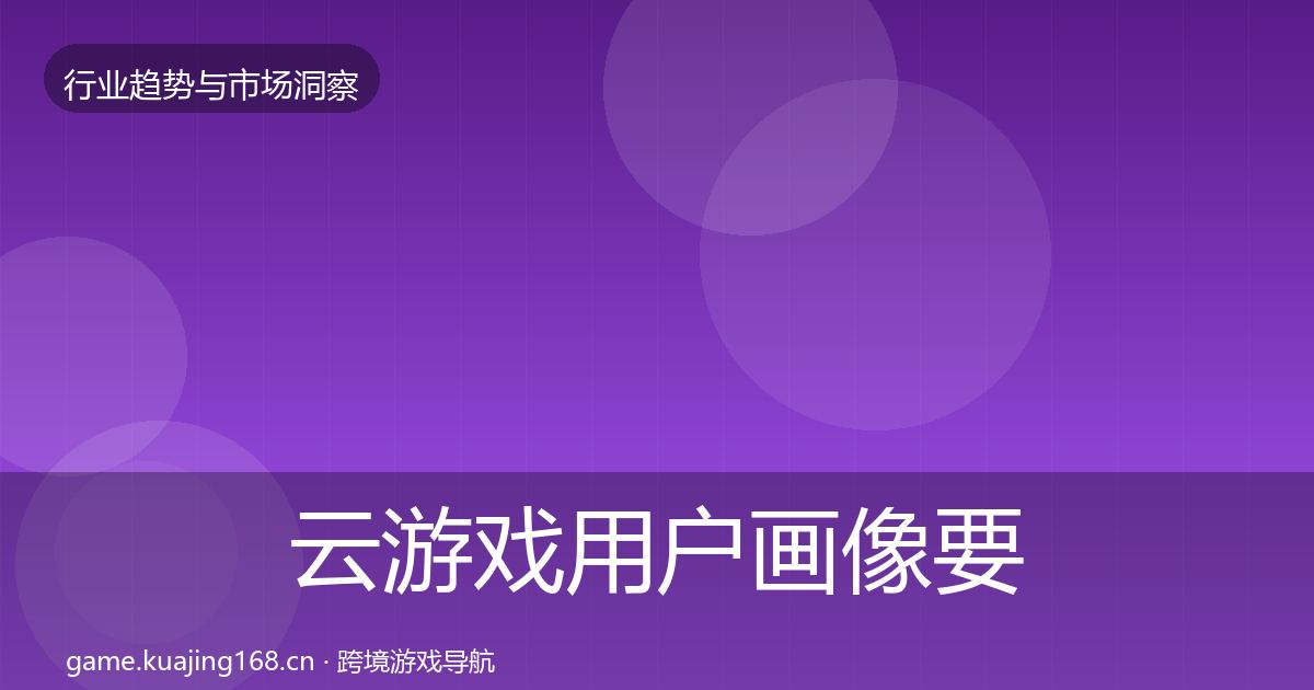 云游戏用户画像要点梳理·第2826篇